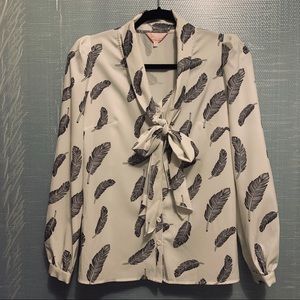 StyleWe Dabuwawa bow tie white long sleeve blouse